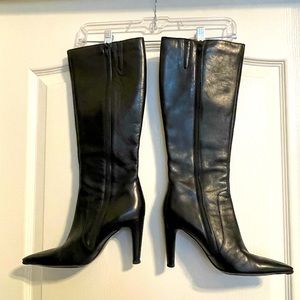 Via Spiga Black Italian Leather Heeled Boot